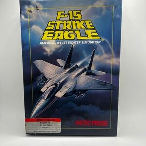 F-15 Strike Eagle MicroProse Apple II IIe IIc Vintage 1985 Big Box Flight Sim